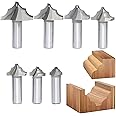 Akylin 7Pcs Bead Ovolo Plunge Bit Set,1/2" Shank Double Roundover Groove Bits,Bead Radius 1/8”, 5/32“, 7/32”, 1/4“,9/32”,5/16“ and 3/8” for Wood Decorative Grooving,Plunging,Edging