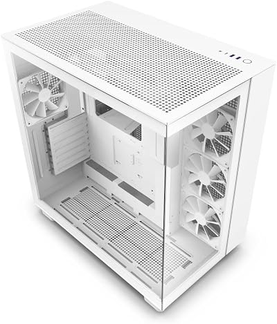NZXT H9 Flow Dual-Chamber ATX Mid-Tower Case White 360mm Radiator Support