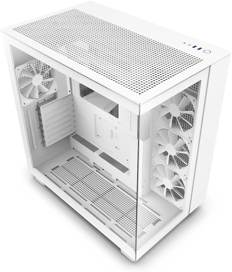 NZXT H9 Flow Dual-Chamber ATX Mid-Tower Case White 360mm Radiator Support