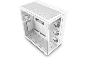 NZXT H9 Flow Dual-Chamber ATX Mid-Tower PC Gaming Case – High-Airflow Perforated Top Panel – Tempered Glass Front & Side Panels – 360mm Radiator Support – Cable Management – White