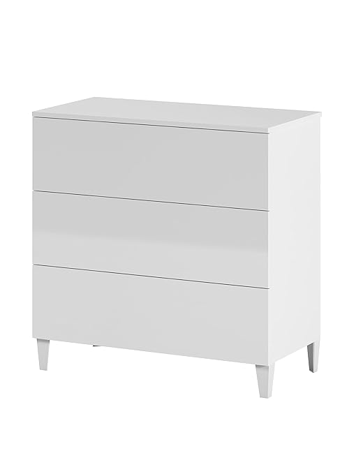 Habitdesign 007833BO Kommode im skandinavischen Stil, hochglänzend, Weiß, 76 x 80 x 40 cm