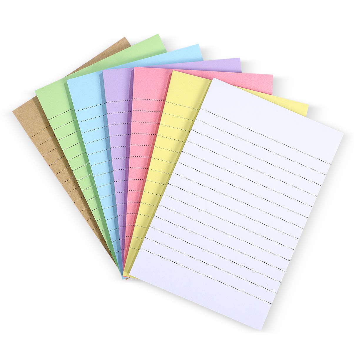Lined Sticky Notes,7 Packs Bright Color Self-Stick Writing Pads with line 15cm x 10cm,Legal Pads 50 Sheets per Notepad Memos for Office,School,Home