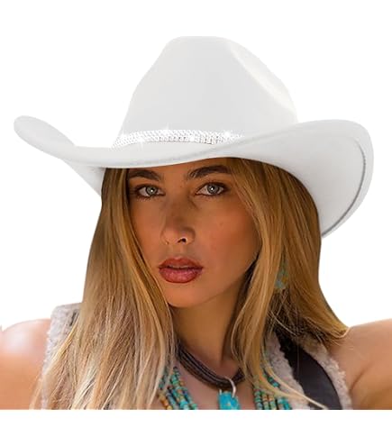 Vintage Roll Up Western Cowboy Hat with Rhinestone Band Sparkly Rhinestone-Cowboy Hat for Women - Black-Glitter  main image 3