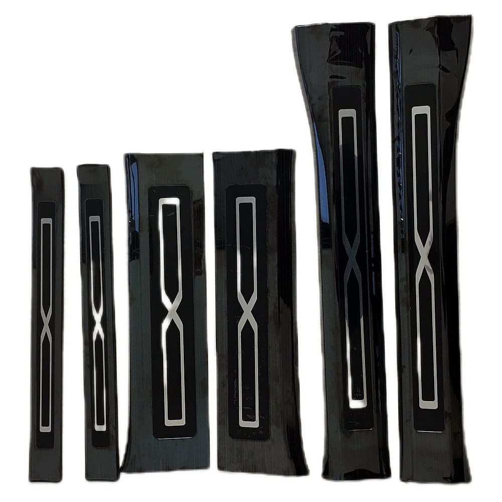 Photo 1 of **NOT FULL SET ONLY TWO LARGE PIECES**LicBund Front and Rear Door Sill Protector Compatible with Model X 2015-2025 Stainless Steel 6 Pcs Black Welcome Pedal