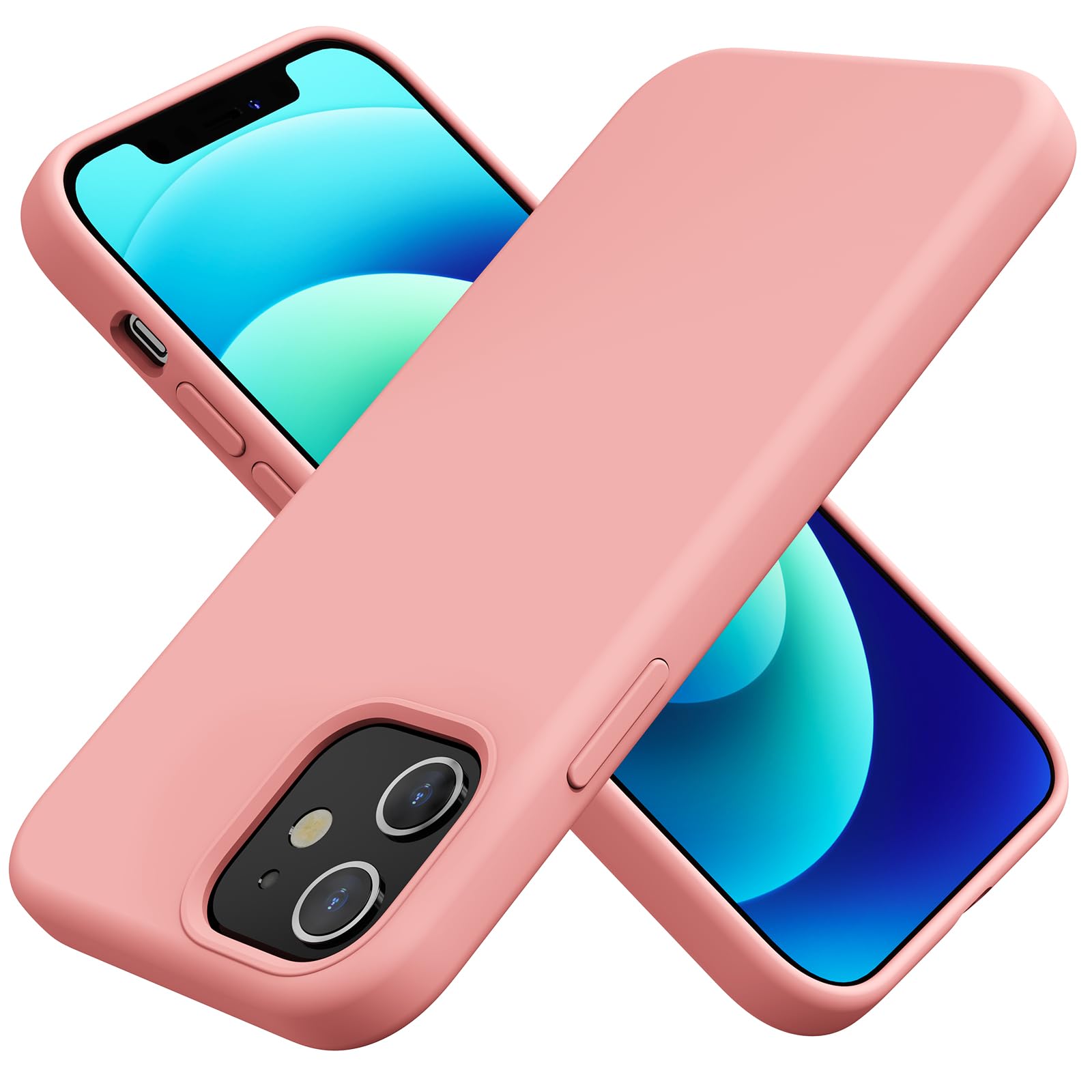 TAXXOE Silicone Case Compatible with iPhone 12 Case/12 pro case Soft Ultra Slim Protective Shockproof Liquid Silicone Phone Case,Anti-Scratch Microfiber Lining, 6.1" Pink — image 1