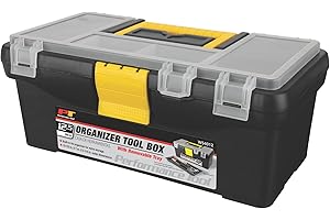 Performance Tool W54012 Heavy Duty Plastic Organizer Tool Box for Workshops and Garages, Black, 12.6 inches