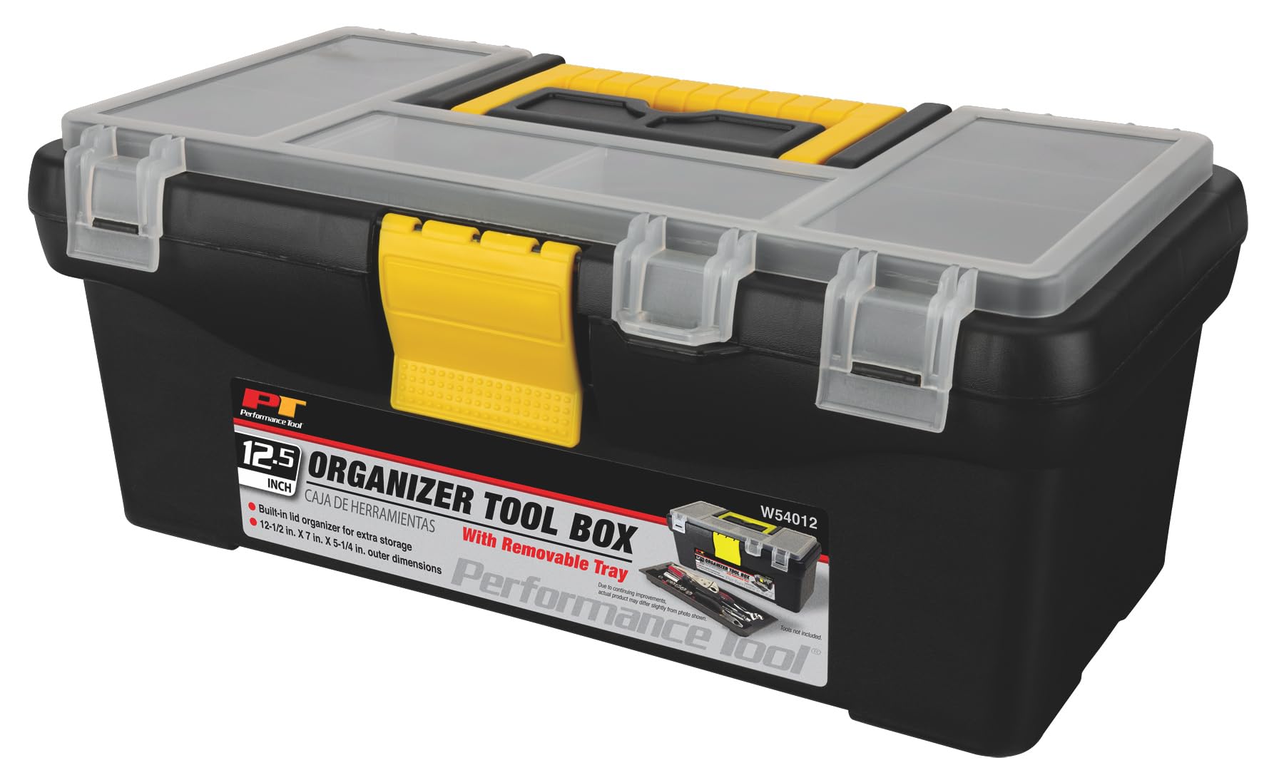 Performance Tool W54012 Plastic Tool Box with Organizer, 12.5"