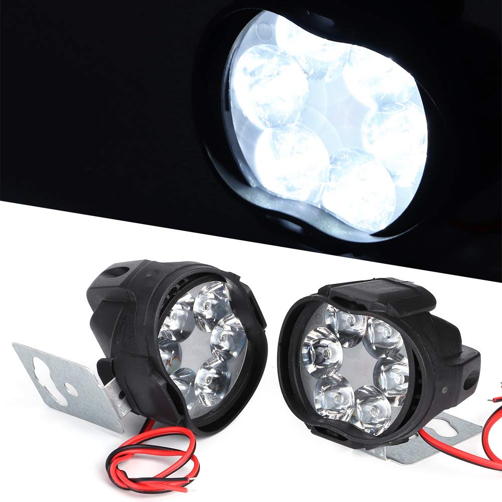Terisass Motorcycle Headlight 2pcs 6 LED Driving Fog Spot Light Work Light Super Bright Waterproof Front Headlight Headlamp 12V