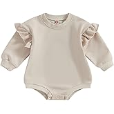 YOKJZJD Newborn Infant Baby Girl Outfits Ruffle Bubble Romper Sweatshirt Long Sleeve Bodysuit T-Shirt Fall Clothes
