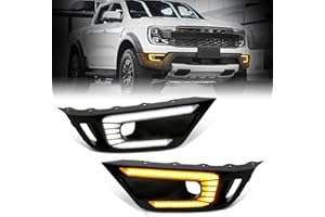 AFOGGEST Daytime Running Light For Ford Ranger Raptor 2022 2023 2024 Fog Light Sequential Turn Signal Dual-Colors LED Driving Light + Wire Harness