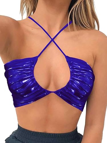 Women's Starfire Costume Mermaid Sexy Blue Crop Top Halloween Rave