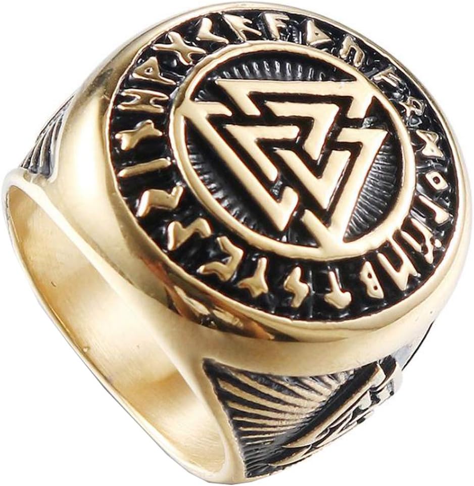 Men's Stainless Steel Valknut Norse Viking Odin Symbol Ring Warrior Signet Biker Band