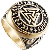 HIJONES Men's Stainless Steel Valknut Norse Viking Odin Ring | Warrior Signet Biker Band, Punk