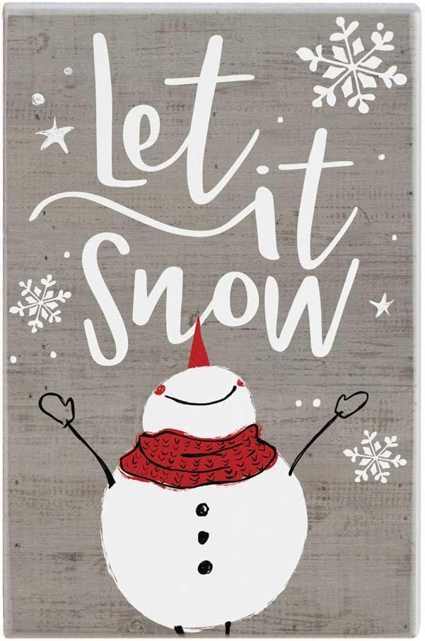 Sincere Surroundings Let it Snow Snowman Winter Wooden Shelt Sitter Sign