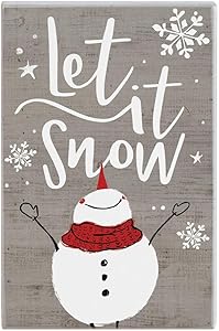 Sincere Surroundings Let it Snow Snowman Winter Wooden Shelt Sitter Sign
