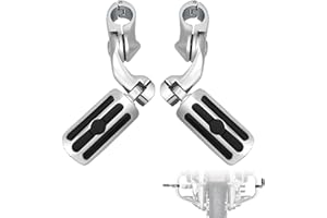 FOVPLUE 1.25" Highway Footpegs,Short Angled Adjustable Highway Pegs w/Mounts for Harley Touring Street Glide Electra Glide Road King Softail CVO Dyna Trike Sportster w/1-1/4" Engine Guard,Chrome#1