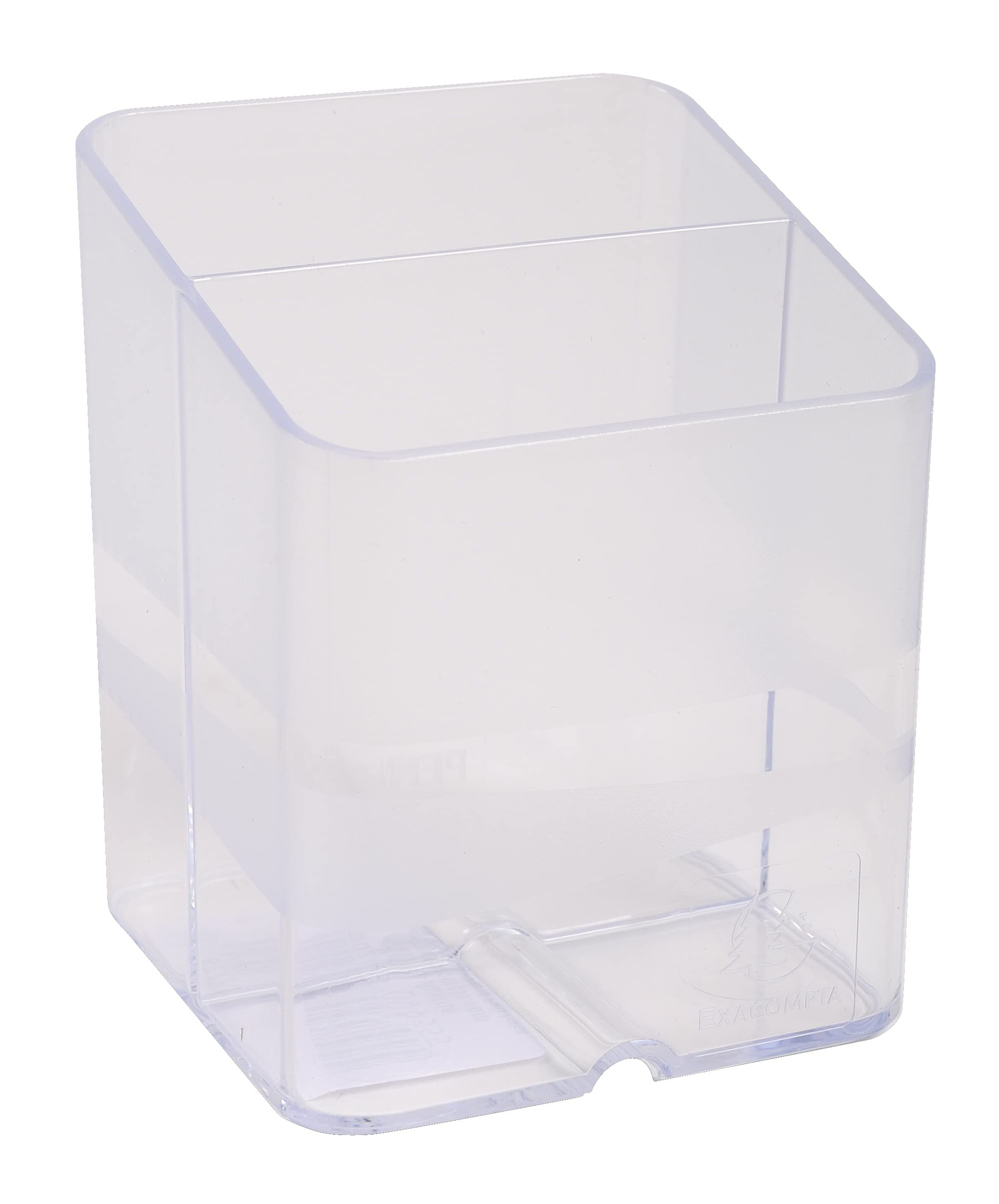 Exacompta - Ref 67723D - Pen Pot PEN-CUBE - 74 x 74 x 93mm in Size, 2 Compartments for Organising Pens & Pencils, Groove Underneath to Feed Cables - Office Clear — image 1