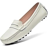 BEAUSEEN Women's Genuine Leather Penny Loafers Classic Driving Moccasins Casual Slip On Comfort Women Loafer Shoes