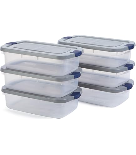 4 pack) Hefty 63 Qt. Clear Storage Bin with Smoke Blue HI-RISE Lid