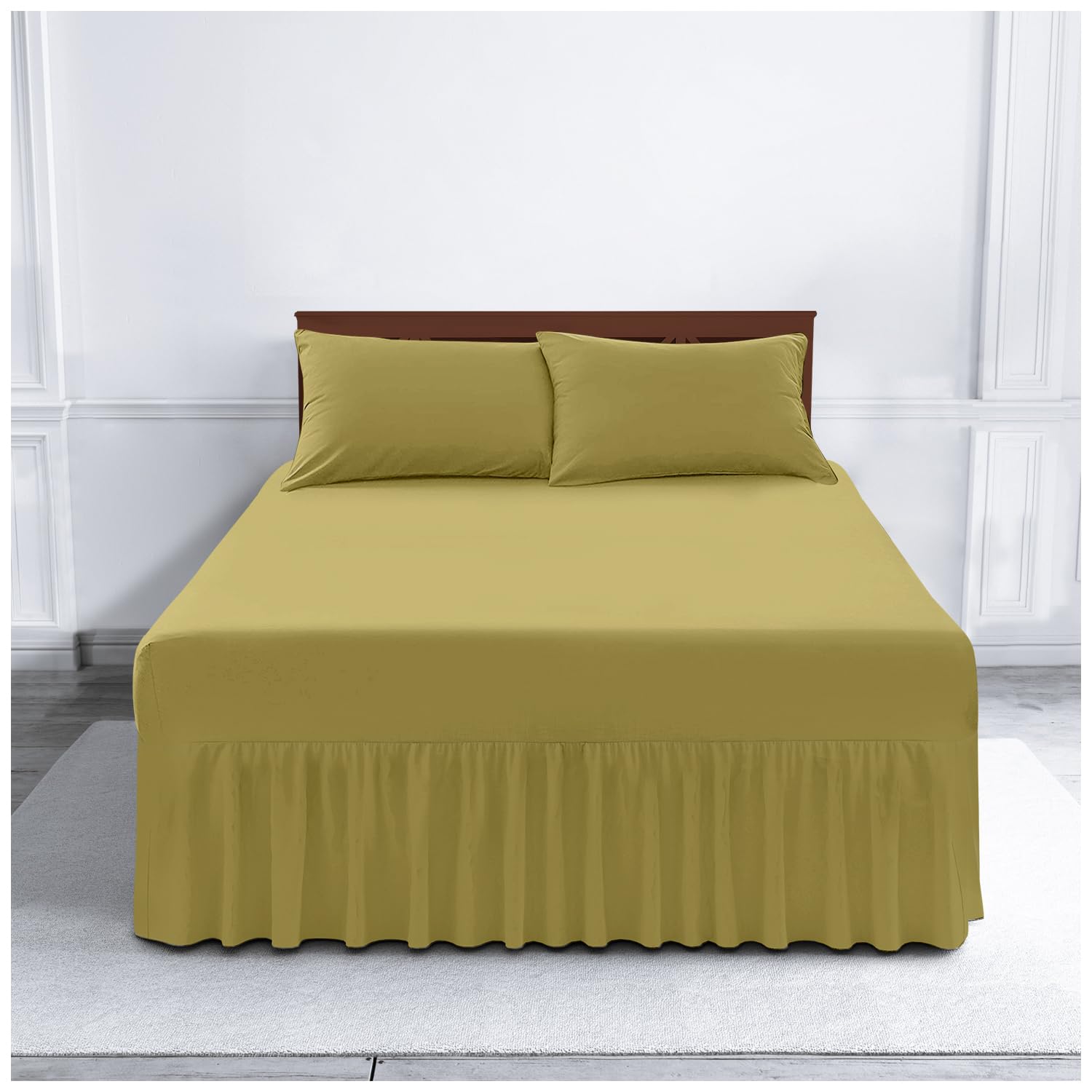 Gaveno Cavailia Luxury Non-Iron PERCALE VALANCE Sheet, Poly-Cotton, Forest , Single