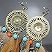 RechicGu Brown and Vintage Golden Western Cowgirl Vintage Big Dream Catcher Feather Coral Turquoise Bead Style Moon Hoop Drop Earrings