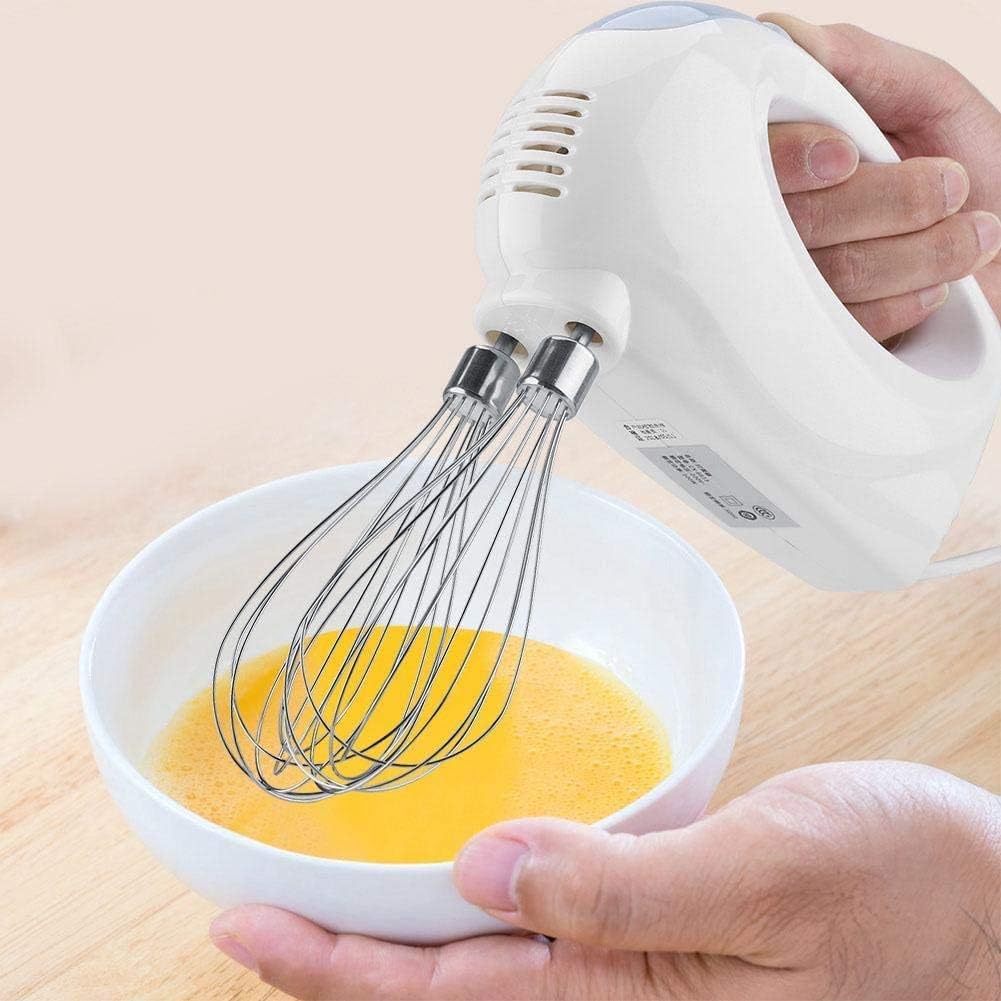 White Manual Mixer 5Speed Electric Whisk with Dough Hook Hand Mixers