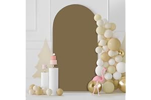 FRIIKO Wedding Arch Cover Spandex Fitted 2 Sided, 6FT Wedding Arch Backdrop Covers Round Top Chiara Arch Stand Cover for Birthday Party Baby Shower Ceremony Banquet Decoration, Arch Frame Cover, Tan