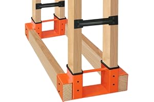 SnugNiture Outdoor Firewood Log Storage Rack Bracket Kit, Adjustable Log Rack Holder, Fireplace Wood Storage Holder with Screws, Orange