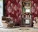 HaokHome 66111 Vintage Red Damask Wallpaper Rolls Crimson Red/Ivory/Brown Retro Textured Wall Decoration 20.8
