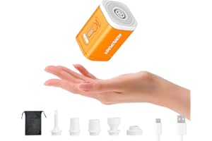 AIRSPIRIT Mini Portable Electric Air Pump for Inflatables-5 Universal Nozzles,Rechargeable Inflator-Fast Inflate/Deflate Pool Floats/Sleeping Pad/Air Mattress Bed/Camping Gear/Travel & Home Storage Vacuum Bags