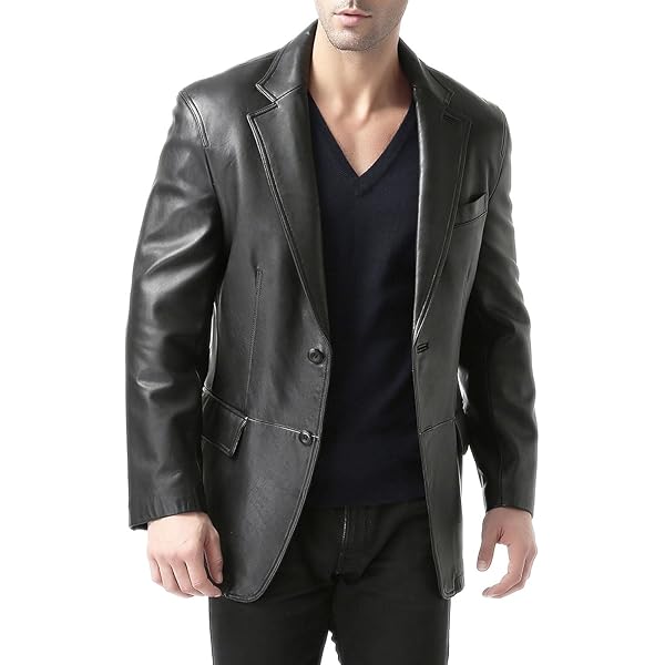 BGSD Men Benji 2-Button Lambskin Leather Blazer Sport Coat Jacket