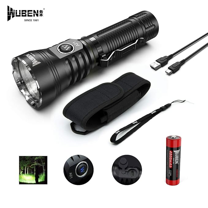 WUBEN A21 Taschenlampe LED Taschenlampe 4200 Lumen Super Helle CREE XHP70 LED Typ-C Schnelle Wiederaufladbare, mit Li-Ion Akk