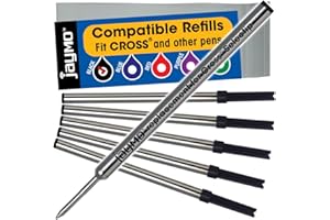 Jaymo Replacement for Cross Selectip 8523 - Measures 4.375 in / 111 mm Long - Gel Rolling Ball Pen Refill - 6 Black