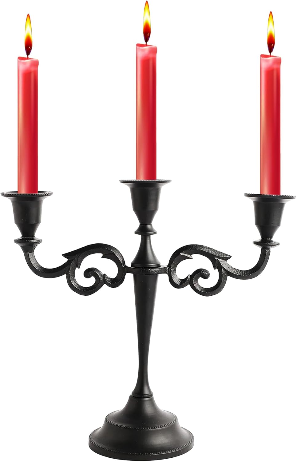 Candles & Holders - Rely+ 3 Arm Candelabra - 10 Inch Tall Matte Black Tapered Candle Holders - Elegant Candle Stands and Candlesticks for Home Decor, Kitchen Deco and Wedding Decor - Fits 3/4-Inch-Thick Candles