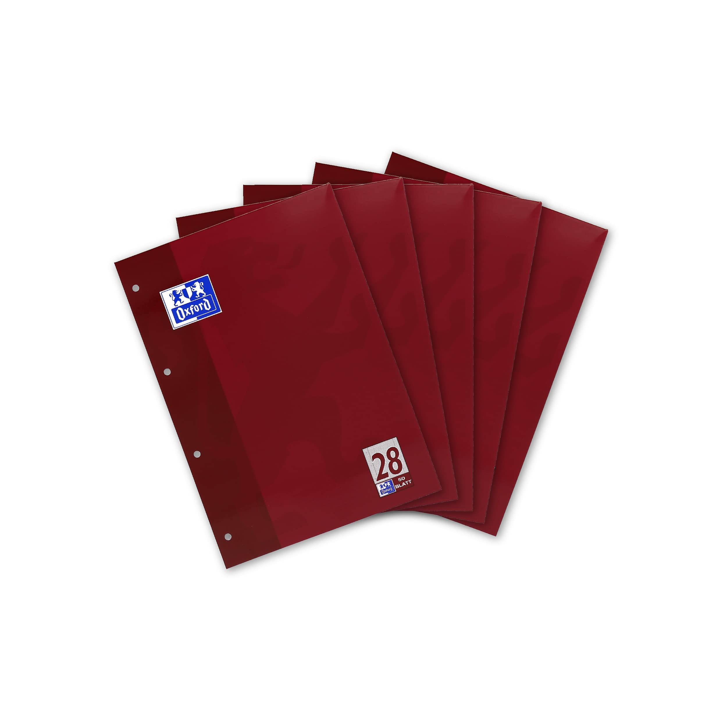 Oxford School Notepad, Ruled, Glued at Top A4, 5er-Pack