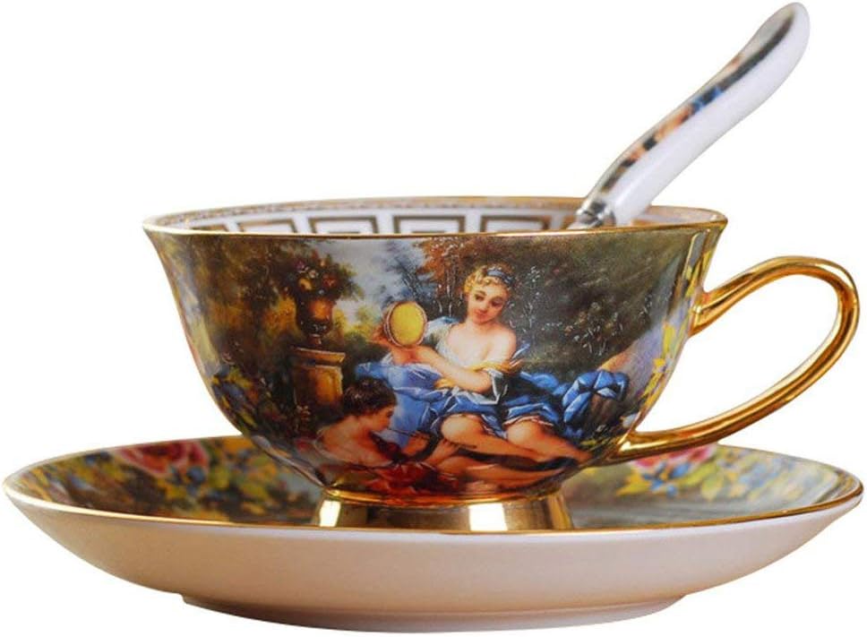 ufengke-ts Palace Ölgemälde Muster Porzellan Keramik Tee Tasse Kaffee Tasse Set mit Untertasse ...
