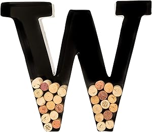 Wine Cork Holder - Metal Monogram Letter (W)