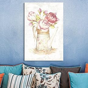 Canvas Wall Art - Vintage Style Flowers in a Water Bottle - Giclee Print Gallery Wrap Modern Home Art Ready to Hang - 12x18 inches