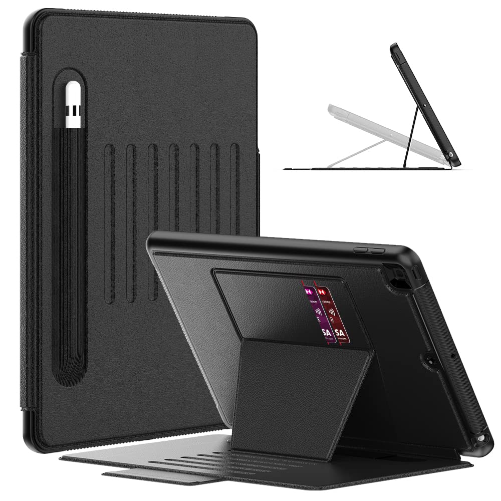 Photo 1 of Stweap for iPad 9th/8th/7th Generation Case 10.2'', Thin, Strong Magnetic Stand Cover with Absorbing Multi-Angles Stand, Pen Holder, Card Slot for iPad 10.2 Inch 2021/2020/2019(Black)