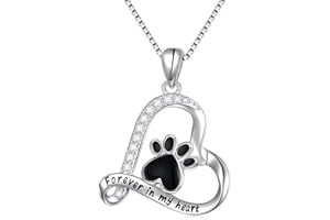 Ladytree S925 Sterling Silver Puppy Dog Cat Pet Paw Print Pendant Necklace 18 inches
