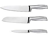 FULLYWARE 3-Piece Chef Knives Set, Razor Sharp Kitchen Knives with Ergonomic Non-Slip Handle & Sturdy Blade, 8” Chef, 7" Santoku, 5" Utility Knife, for Home Cooks & Professional Chefs