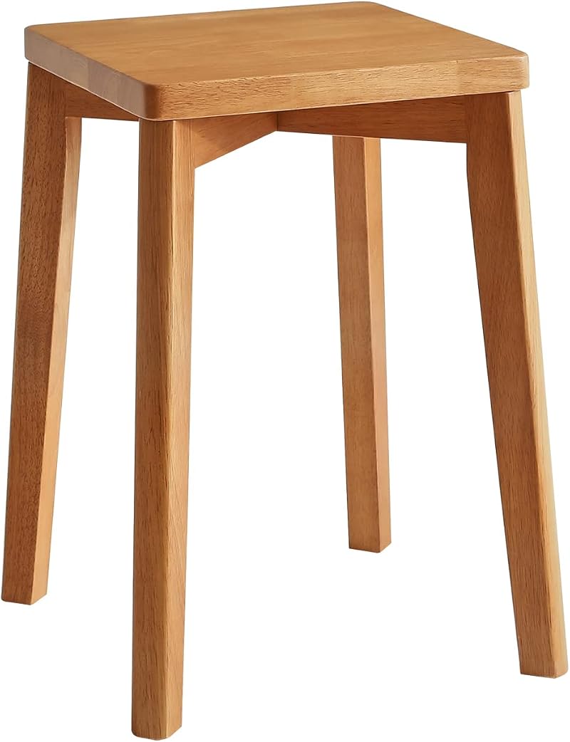 Aibiju Square Wooden Stool Dressing Table Stool Solid Wood 11.4 in Natural