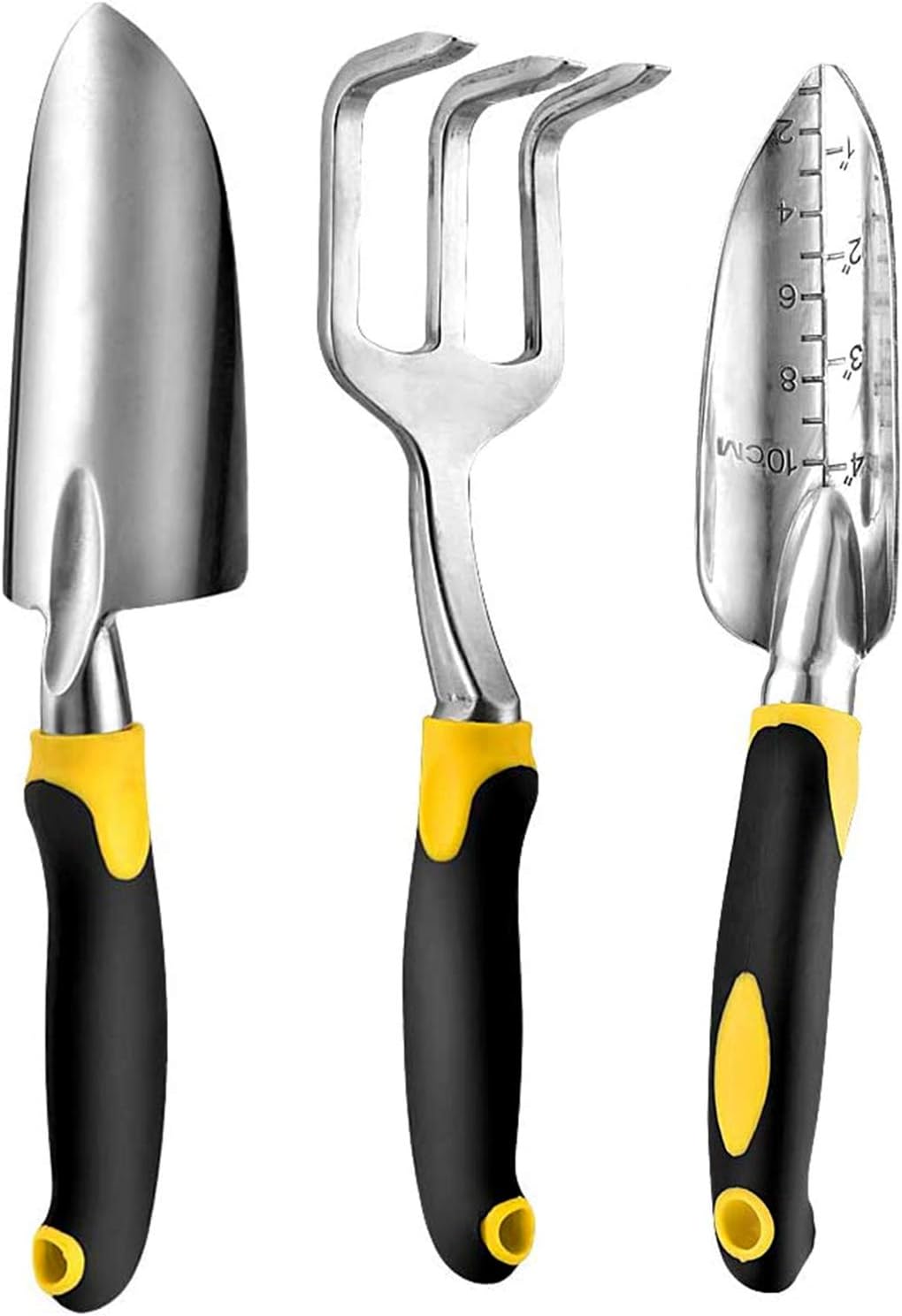 Gardening Kit,Aluminum Alloy 3-Piece Set Plastic Handle Heavy Transplant Trowel Shovel Loose Harrow Soft Rubber Non-Slip Garden Tool Suitable for Excavation Soil Planting Weeding