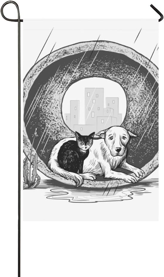 Jnseff Home Decorative Outdoor Backyard Garden Flag Double Sided Print Homeless Animals Rainprotected Shelter Spring Garden Flag Garden Flags for Men 12x18 Inch Spring Summer Gift