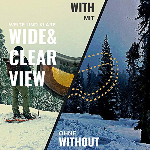 devembr OTG Ski Goggles Clear, Snowboard Goggles Anti-Fog,100% UV Protection,Anti-Slip Strap,Helmet Compatible Snow Goggles for Men & Women,Skiing Snowmobile Skating,Black Frame,Orange Lens (VLT 33%) - Thumbnail 4