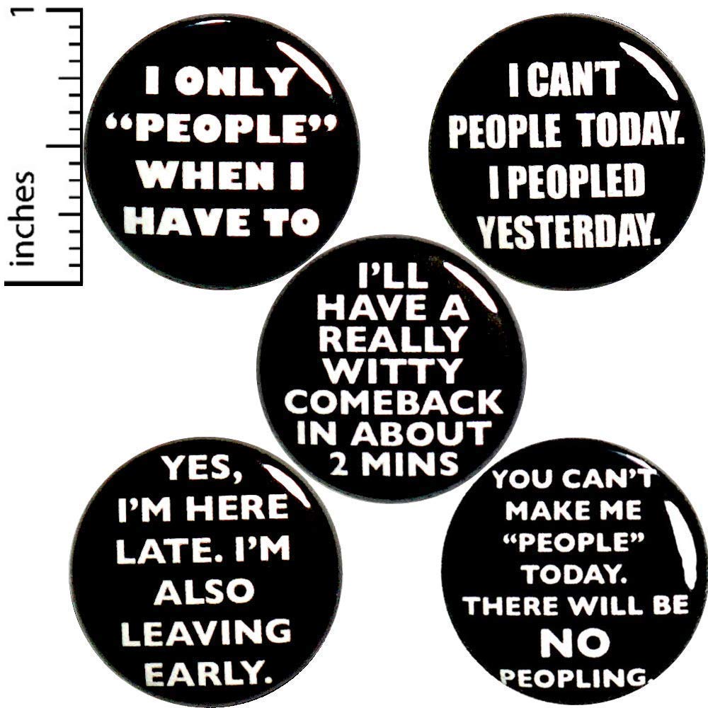 Amazon.com: Funny Introvert 5 Pack of Buttons Pins for Backpacks ...