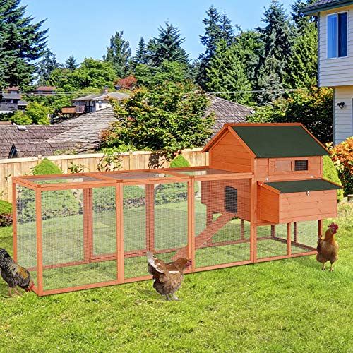 PawHut 137" Chicken Coop Wooden Large Chicken House Deluxe Rabbit Hutch