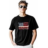 Men's T-Shirt American Flag Graphic Tees Cotton Short-Sleeve Casual Tops Shabby