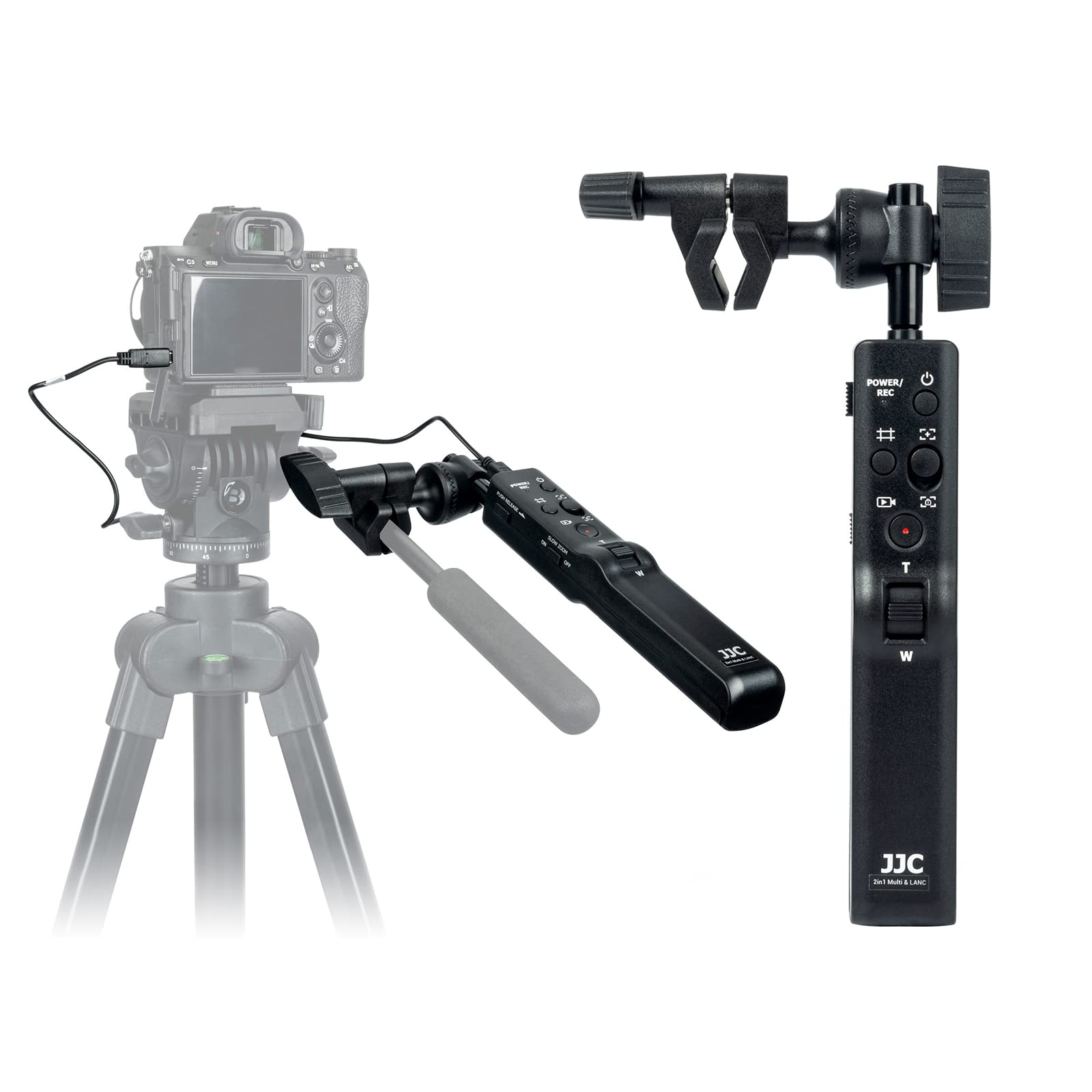 JJC Tripod Remote Controller Pan Bar Handle for Sony A9III A7RV A7RIV A7IV A7SIII A7III A1 FX30 AX53 CX405 CX240&EOS C100 C100II C200 C200B C300 C300II Camera & Camcorder with Multi & LANC Interface