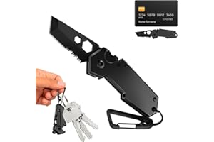 GOOD WORKER Keychain Mini Knife with Bottle Opener & Carabiner - 2" Sharp Serrated Blade Multitool - Best Small Pocket Knives for EDC - Birthday Christmas Gift Ideas for Men 2248